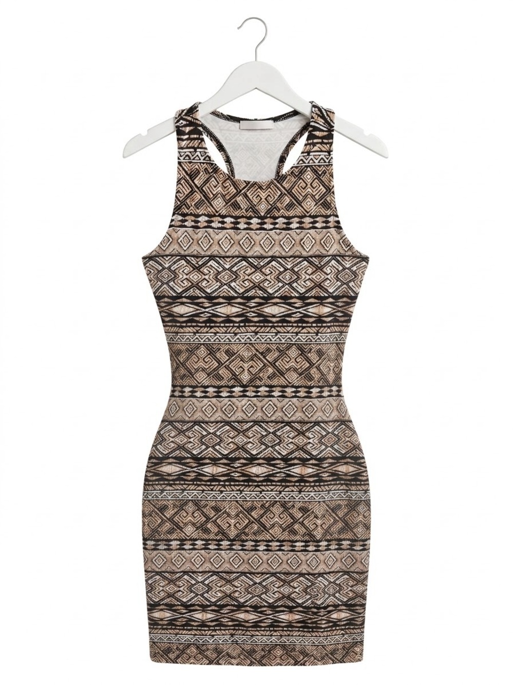 Forever 21 Beige and Black Tribal Racerback Mini Dress